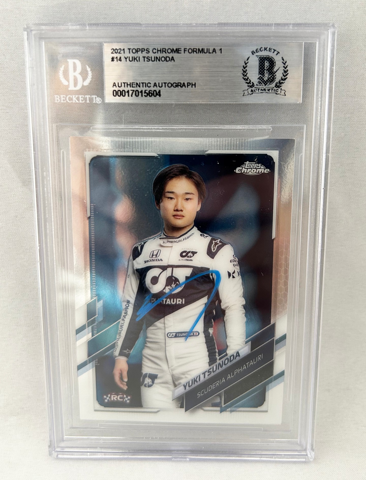 Yuki Tsunoda Signed Card 2021 Topps Chrome #14 Rookie Card Beckett BAS