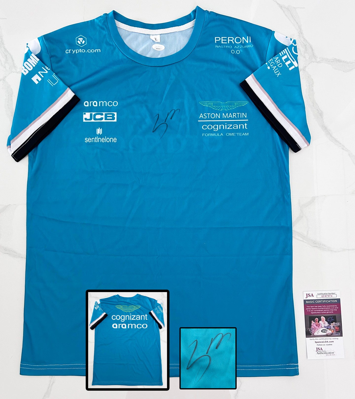 Lance Stroll Signed Race Shirt Aston Martin Formula 1 F1 JSA 1
