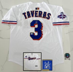 Leody Taveras Signed Jersey Texas Rangers Beckett BAS