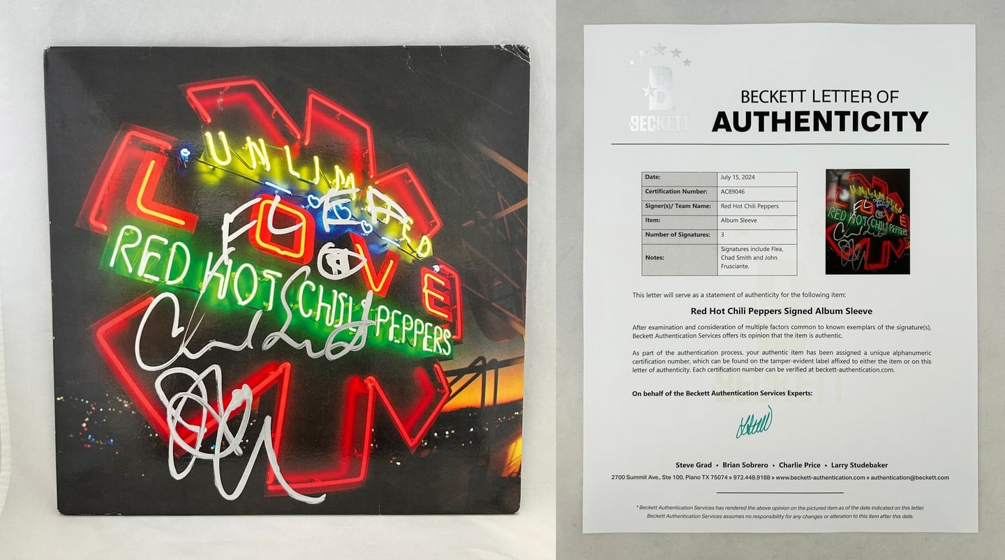 Red Hot Chili Peppers Signed Vinyl LP Album Flea Chad Smith John Frusciante Beckett BAS 1