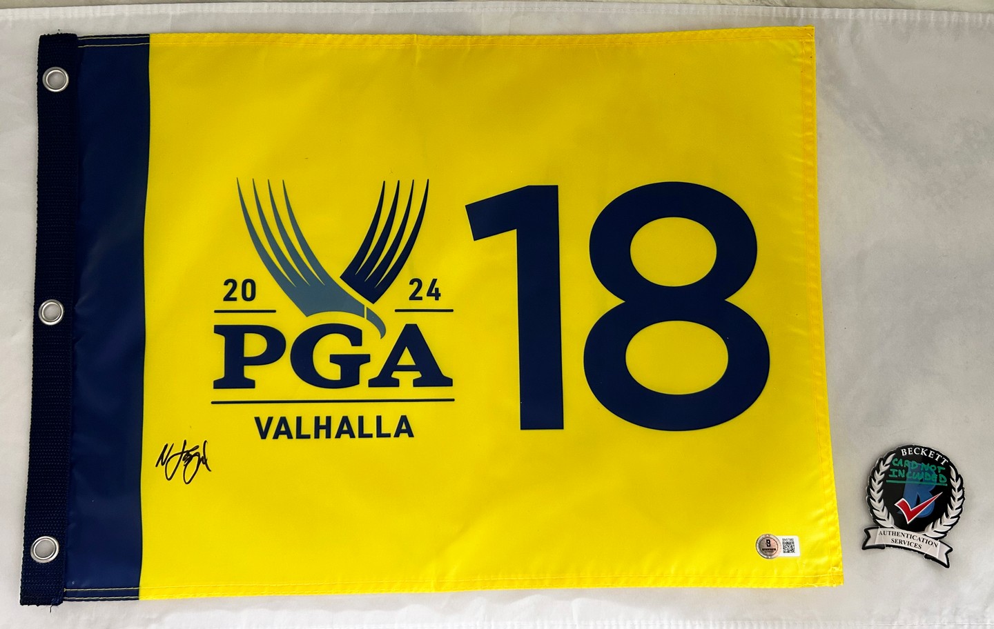 Nicolai Hojgaard Signed 2024 PGA Championship Flag Beckett BAS