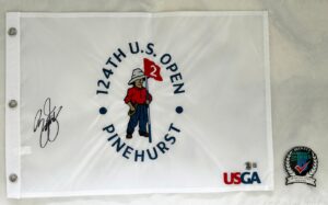 Rickie Fowler Signed 2024 US Open Flag 3 Beckett BAS