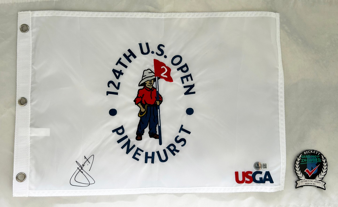 Cam Smith Signed 2024 US Open Flag 2 Beckett BAS