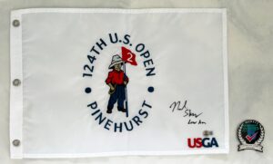 Neal Shipley Signed 2024 US Open Flag with Low Am Champion Inscription Beckett BAS