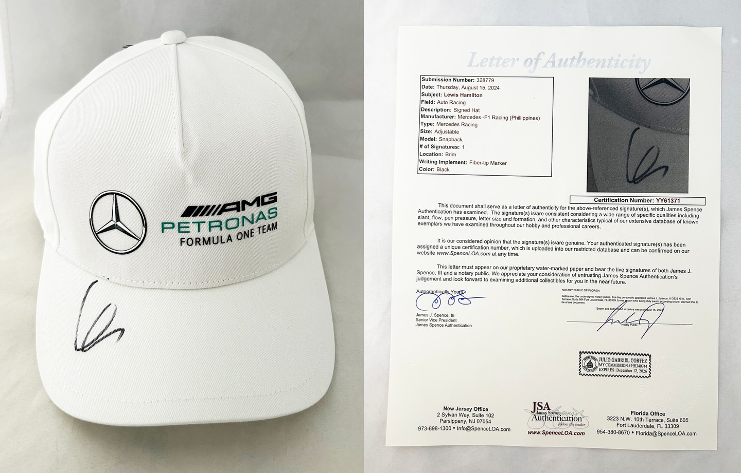 Lewis Hamilton Signed Hat Mercedes Formula 1 F1 JSA 1