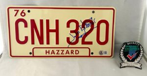 John Schneider Signed License Plate Dukes of Hazzard Beckett BAS 1