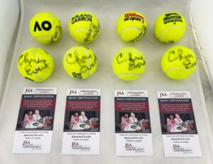 Chris Evert Signed Tennis Balls Wimbledon French US Australian Open JSA