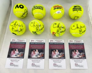 Chris Evert Signed Tennis Balls Wimbledon French US Australian Open JSA 2