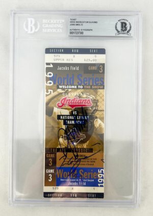 Greg Maddux John Smoltz Tom Glavine Signed 1995 World Series Ticket Game 3 Beckett BAS Atlanta Braves