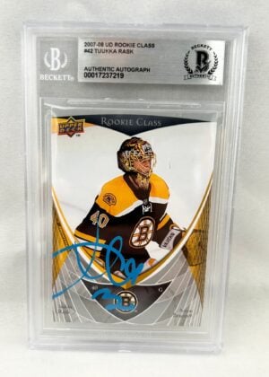 Tuukka Rask Signed Rookie Card 2007-8 Upper Deck #42 Beckett BAS