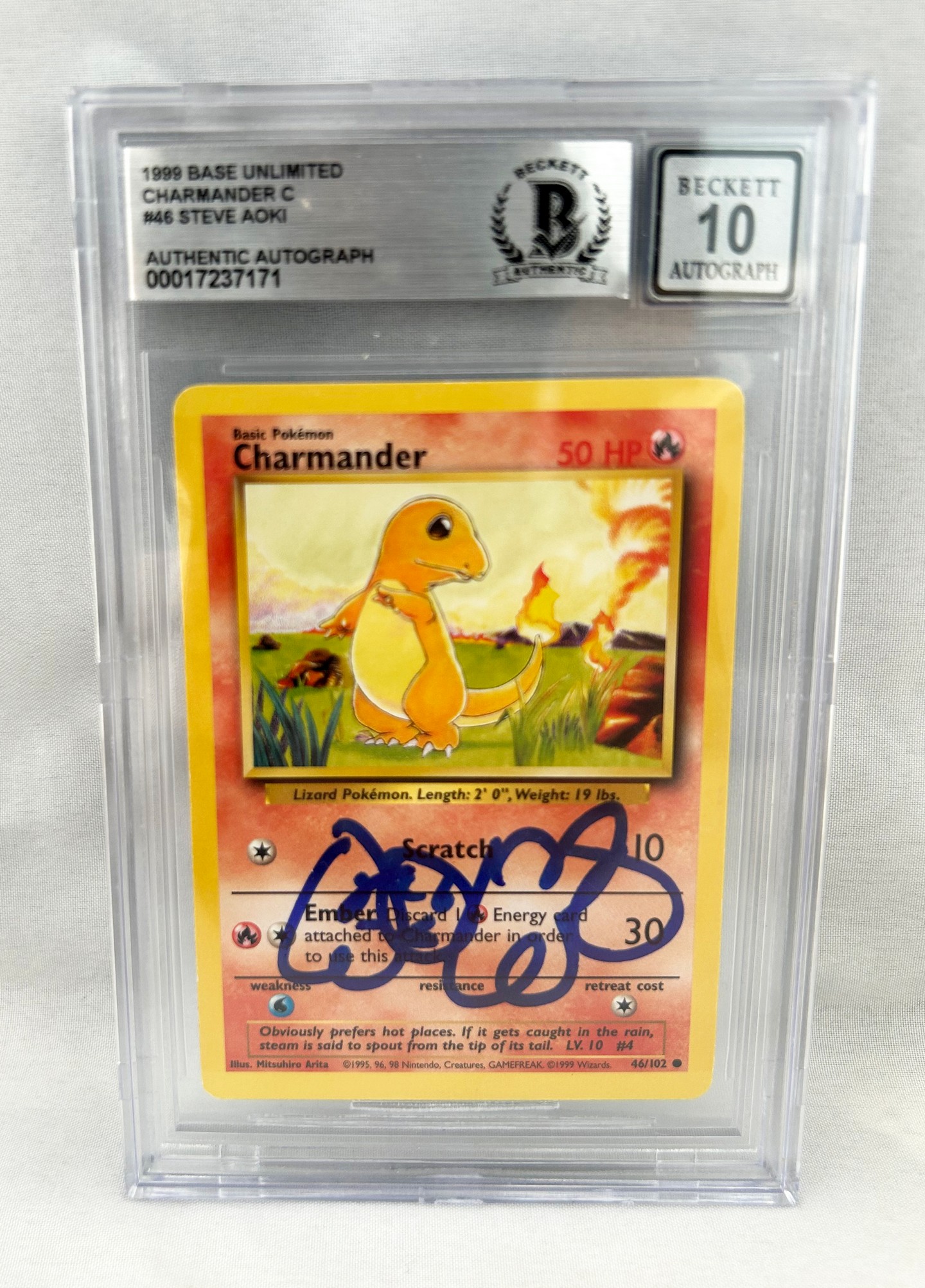 1999 charmander pokemon card Pokemon Base Set Common Charmander #46 [CGC main image 0