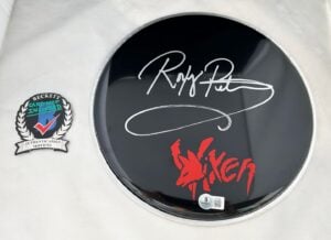 Roxy Petrucci Signed Drumhead Vixen Beckett BAS 1