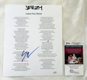 Young Jeezy Signed Lyric Sheet JSA
