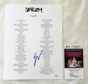 Young Jeezy Signed Lyric Sheet JSA 3