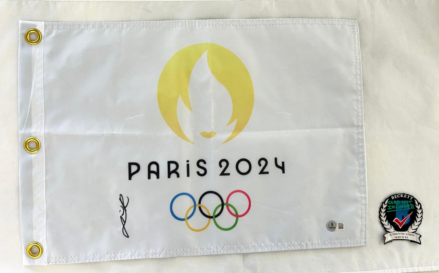 Lydia Ko Signed 2024 Paris Olympics Flag Gold Medal Champ Beckett BAS 3