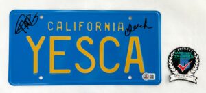 Cheech and Chong Signed License Plate Beckett BAS
