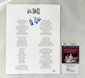 Lil Skies Signed Lyric Sheet JSA