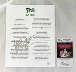 Yeat Signed Lyric Sheet JSA