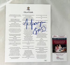 Fivio Foreign Signed Lyric Sheet JSA 1