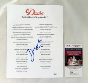 Dasha Signed Lyric Sheet JSA 2