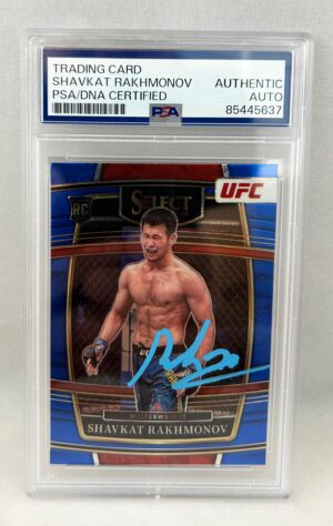Shavkat Rakhmonov Signed Rookie Card 2022 Panini Select Blue #84 PSA/DNA