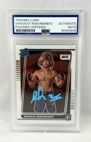 Shavkat Rakhmonov Signed Rookie Card 2022 Donruss Optic #115 PSA/DNA