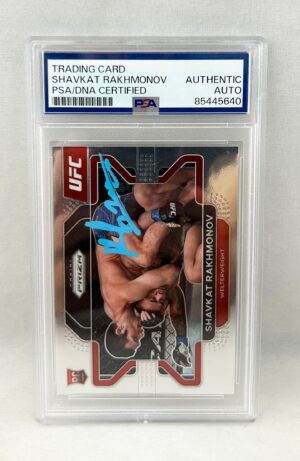 Shavkat Rakhmonov Signed Rookie Card 2022 Panini Prizm #80 PSA/DNA