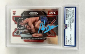 Shavkat Rakhmonov Signed Rookie Card 2022 Panini Prizm #80 PSA/DNA 1