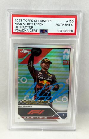 Max Verstappen Signed Card 2023 Topps Chrome F1 Refractor #156 PSA/DNA