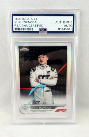 Yuki Tsunoda Signed Card 2022 Topps Chrome Refractor Formula 1 #61 PSA/DNA