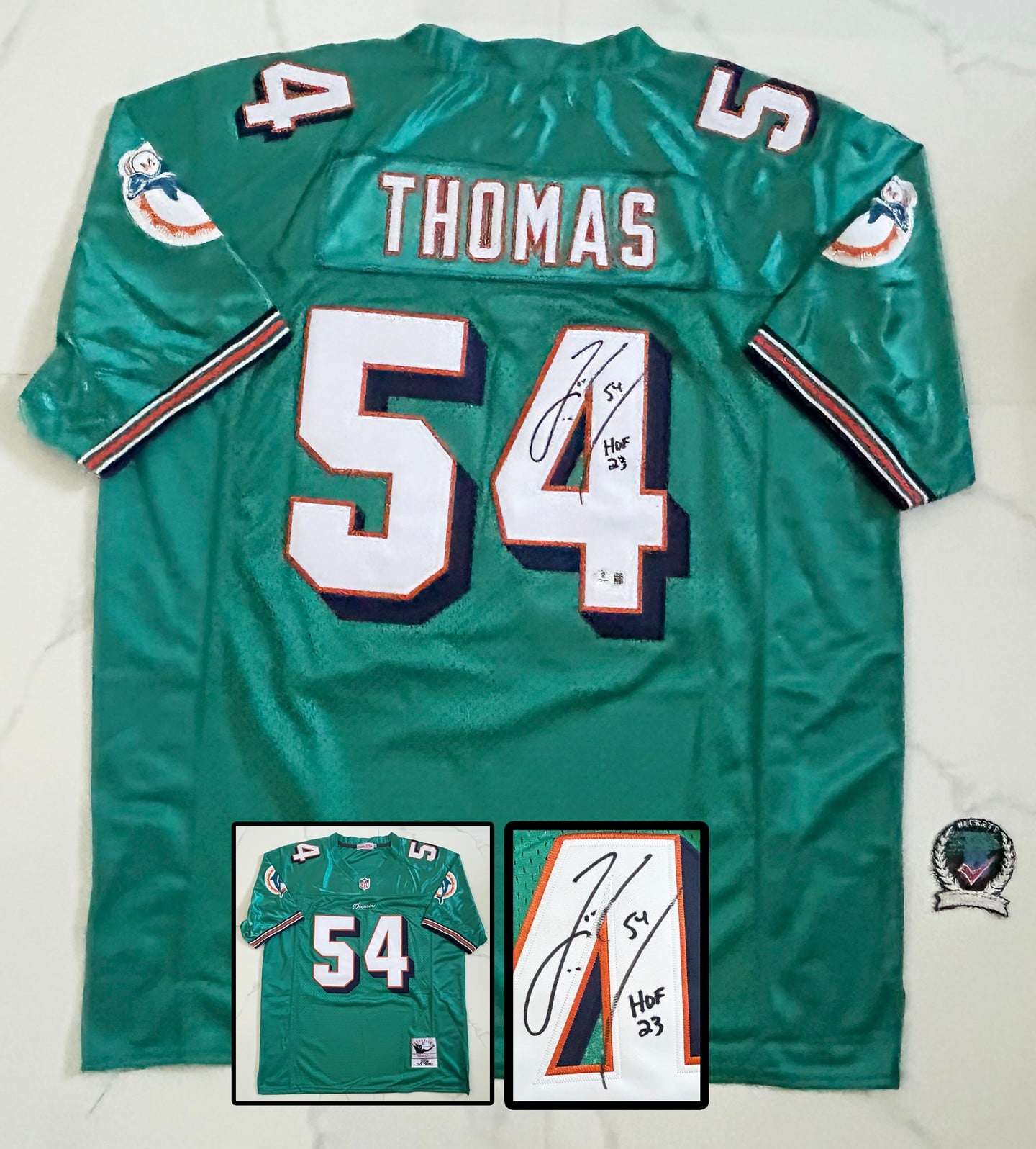 Zach Thomas Signed Jersey Miami Dolphins Beckett BAS