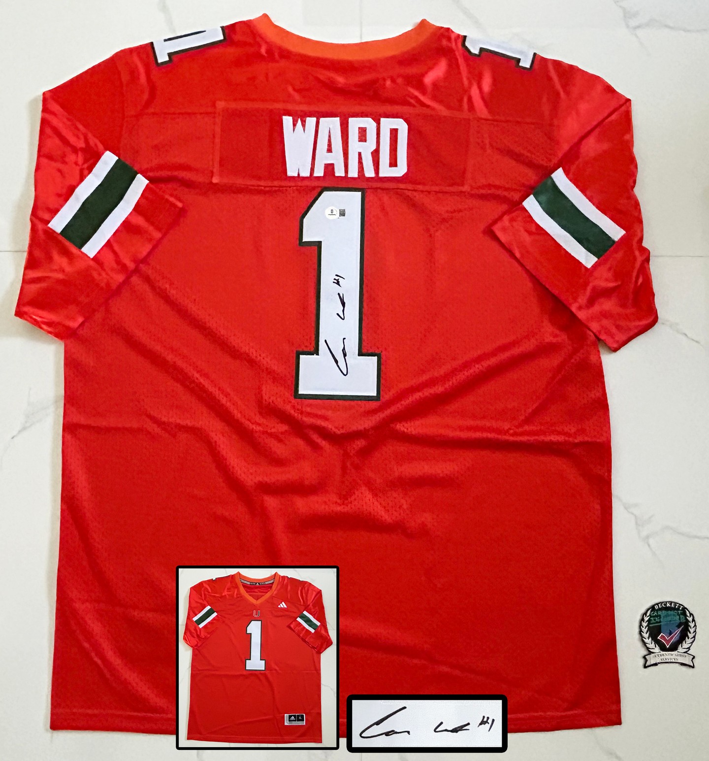 Cam Ward Signed Jersey UM Miami Hurricanes Beckett BAS