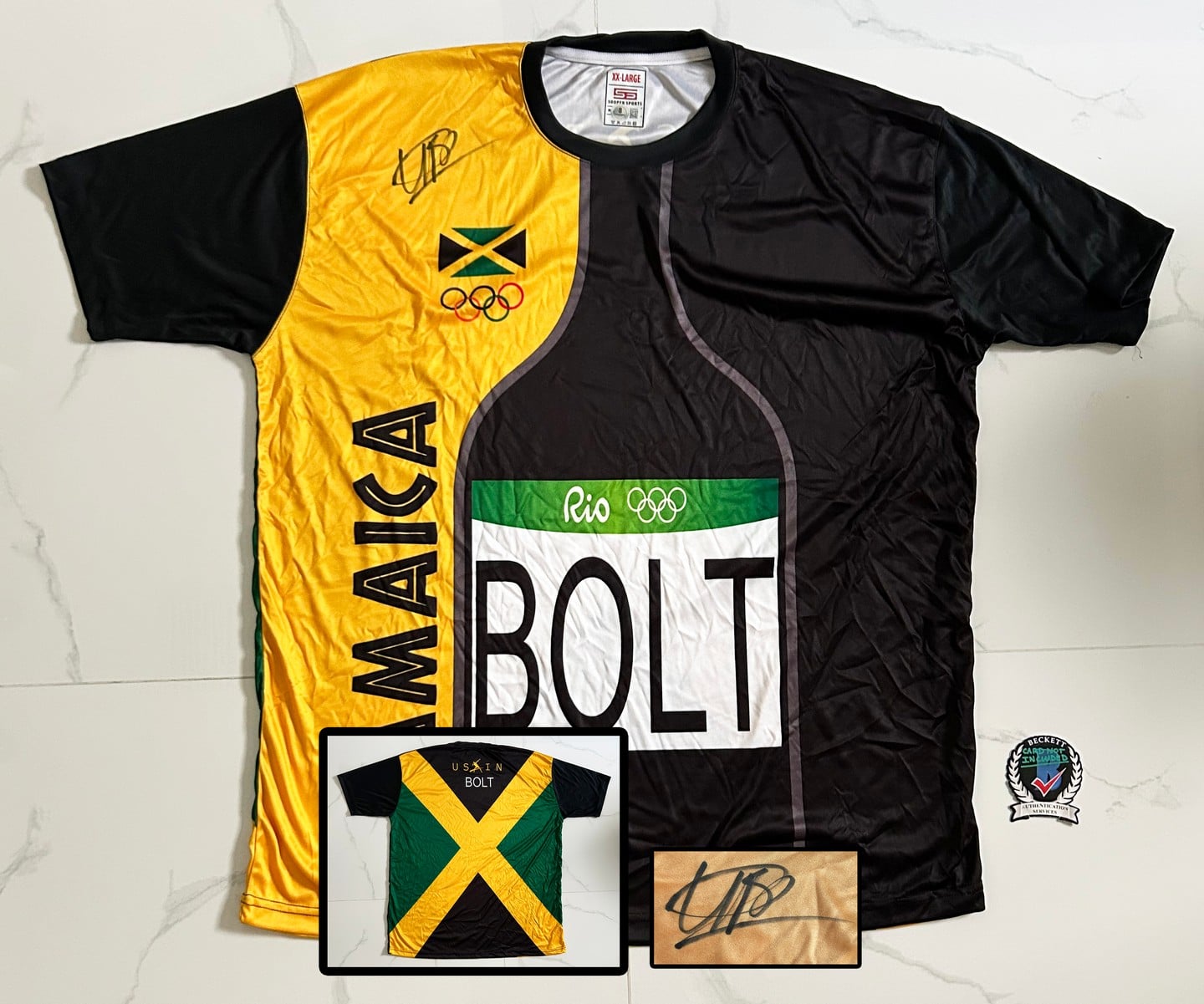 Usain Bolt Signed Jersey 2016 Rio Olympics Fastest Man Alive Beckett BAS
