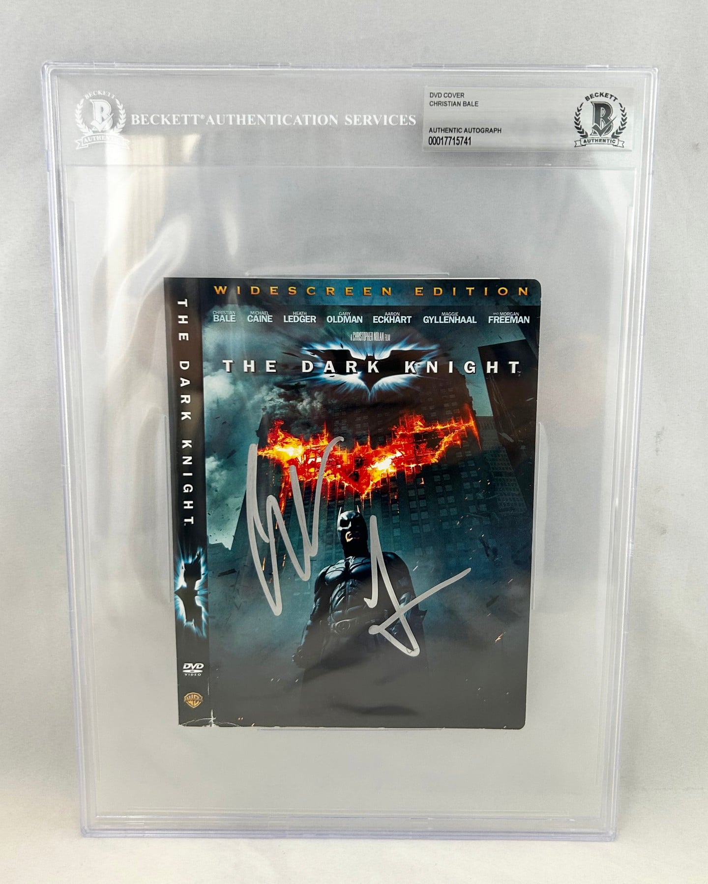 Christian Bale Signed DVD Cover Beckett BAS DC Batman The Dark Knight 1