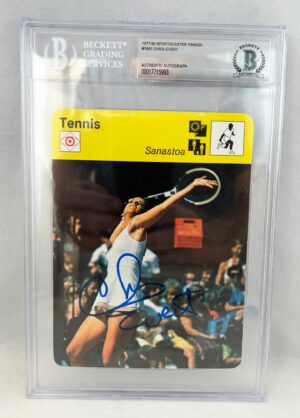 Chris Evert Signed Card 1977 Sportscaster Finnish Beckett BAS