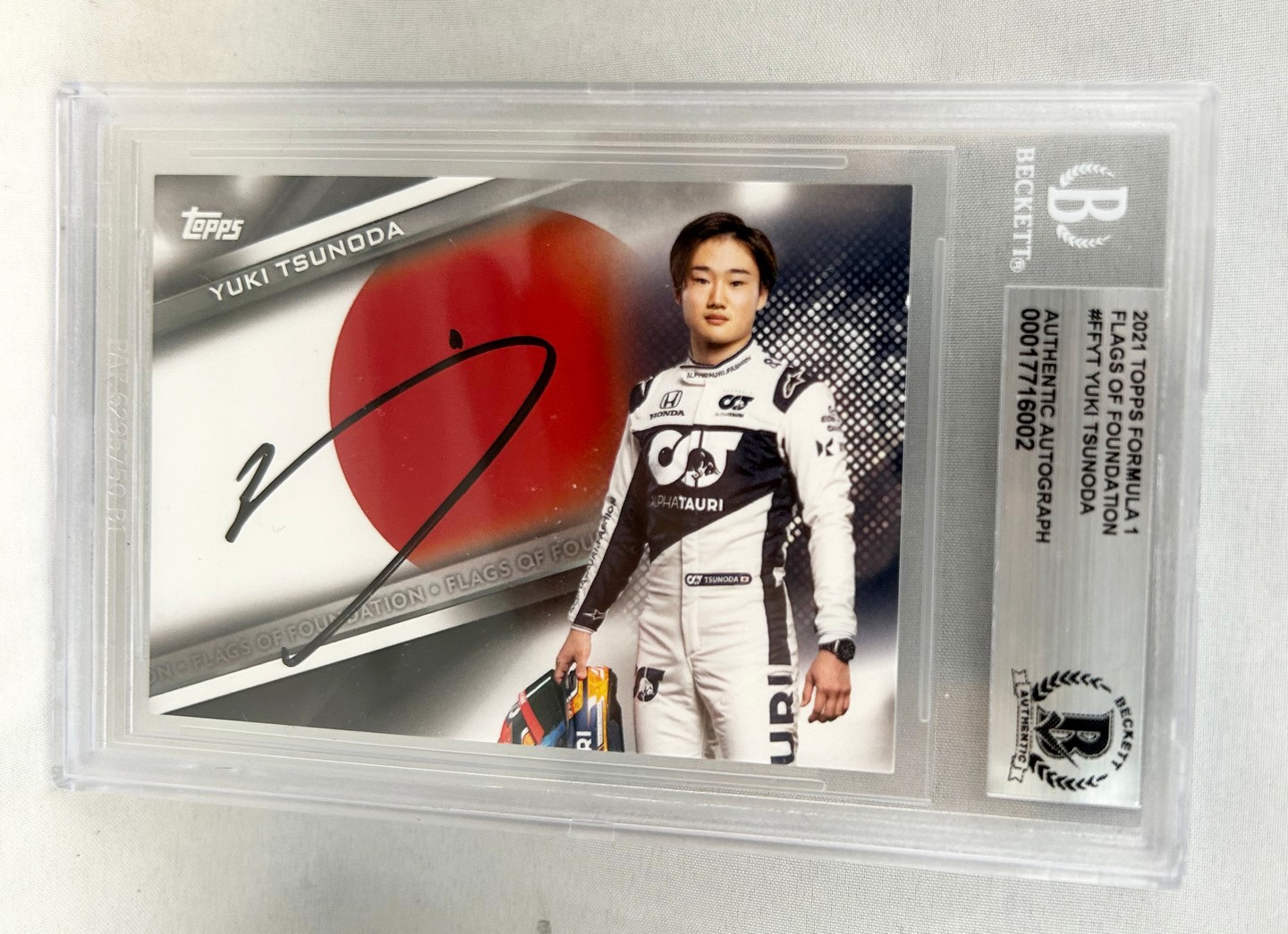 Yuki Tsunoda Signed Card 2021 Topps #FFYT F1 Alpha Tauri Beckett BAS