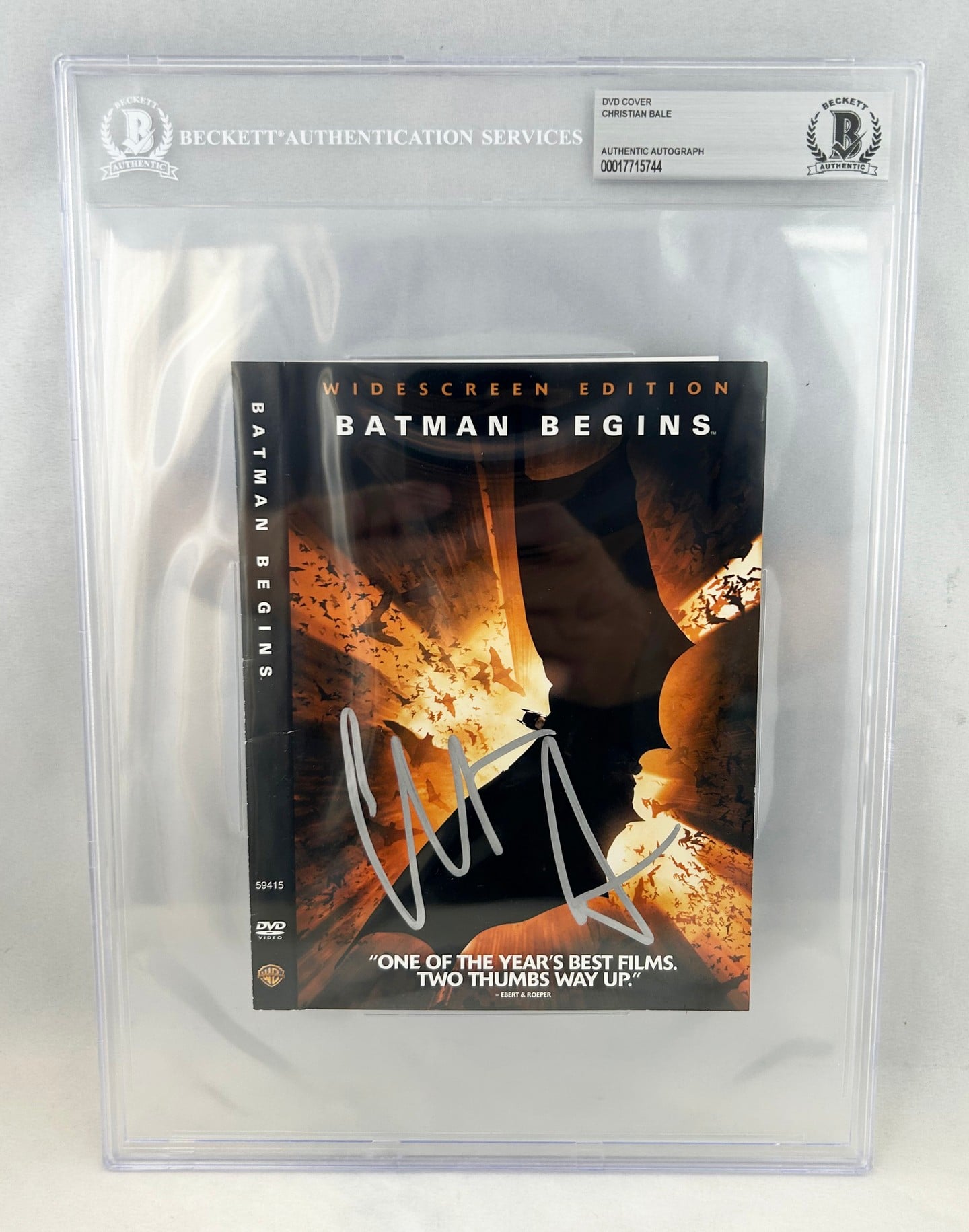 Christian Bale Signed DVD Cover Beckett BAS DC Batman Begins 1