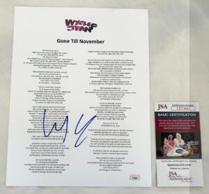 Wyclef Jean Signed Lyric Sheet Gone Till November JSA 2