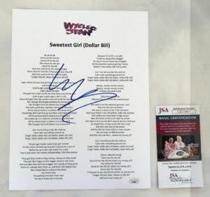 Wyclef Jean Signed Lyric Sheet Sweetest Girl (Dollar Bill) JSA 1