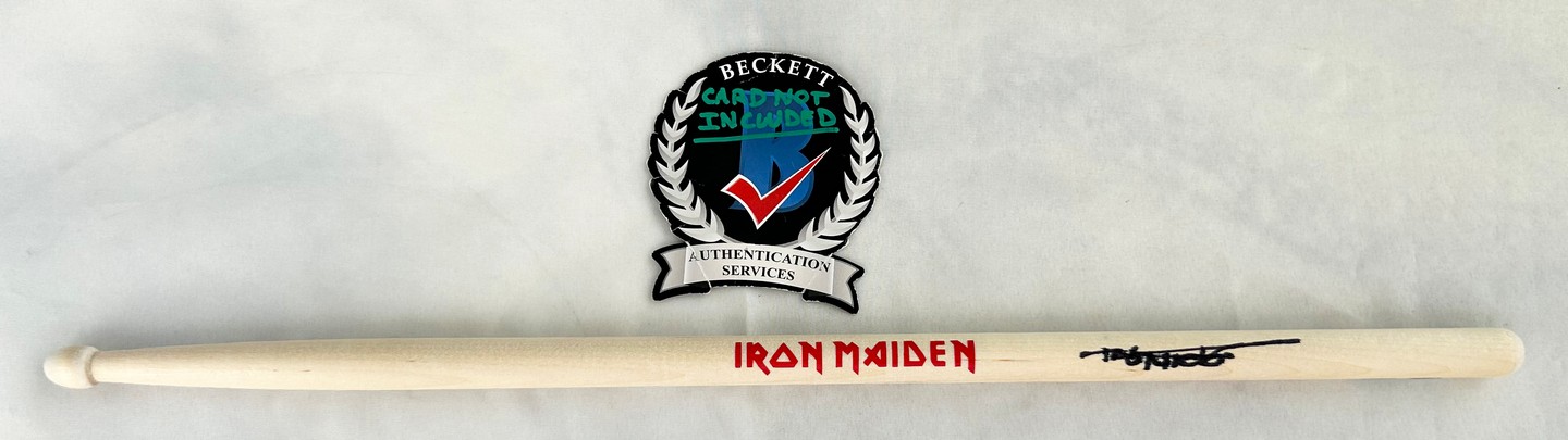Nicko McBrain Signed Drumstick Iron Maiden Beckett BAS