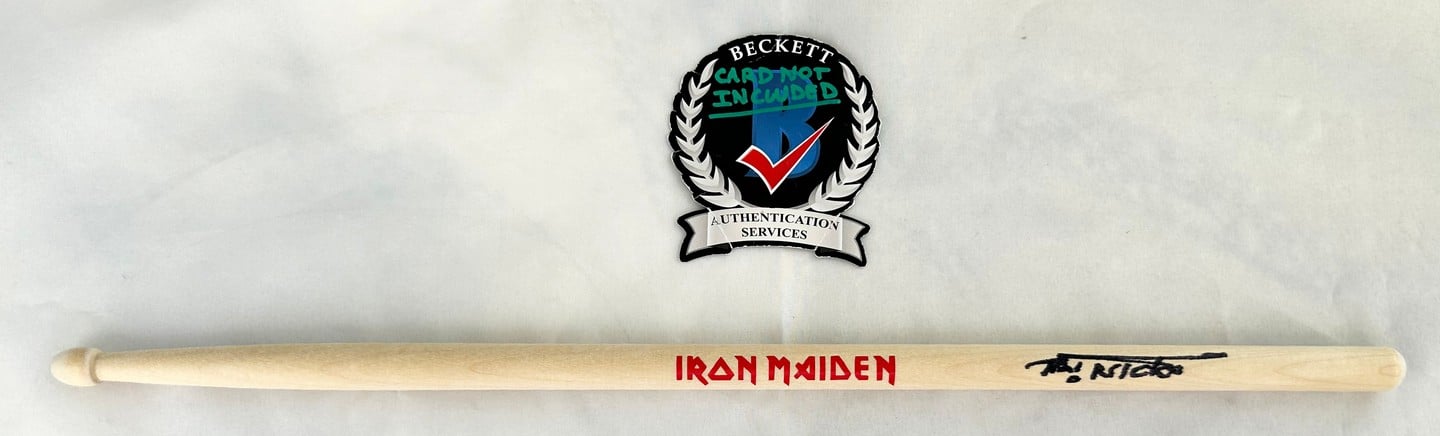 Nicko McBrain Signed Drumstick Iron Maiden Beckett BAS 2