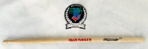 Nicko McBrain Signed Drumstick Iron Maiden Beckett BAS 5