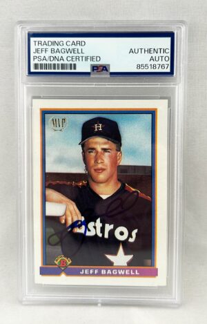 Jeff Bagwell Signed Card 1991 Topps MVP #183 PSA/DNA