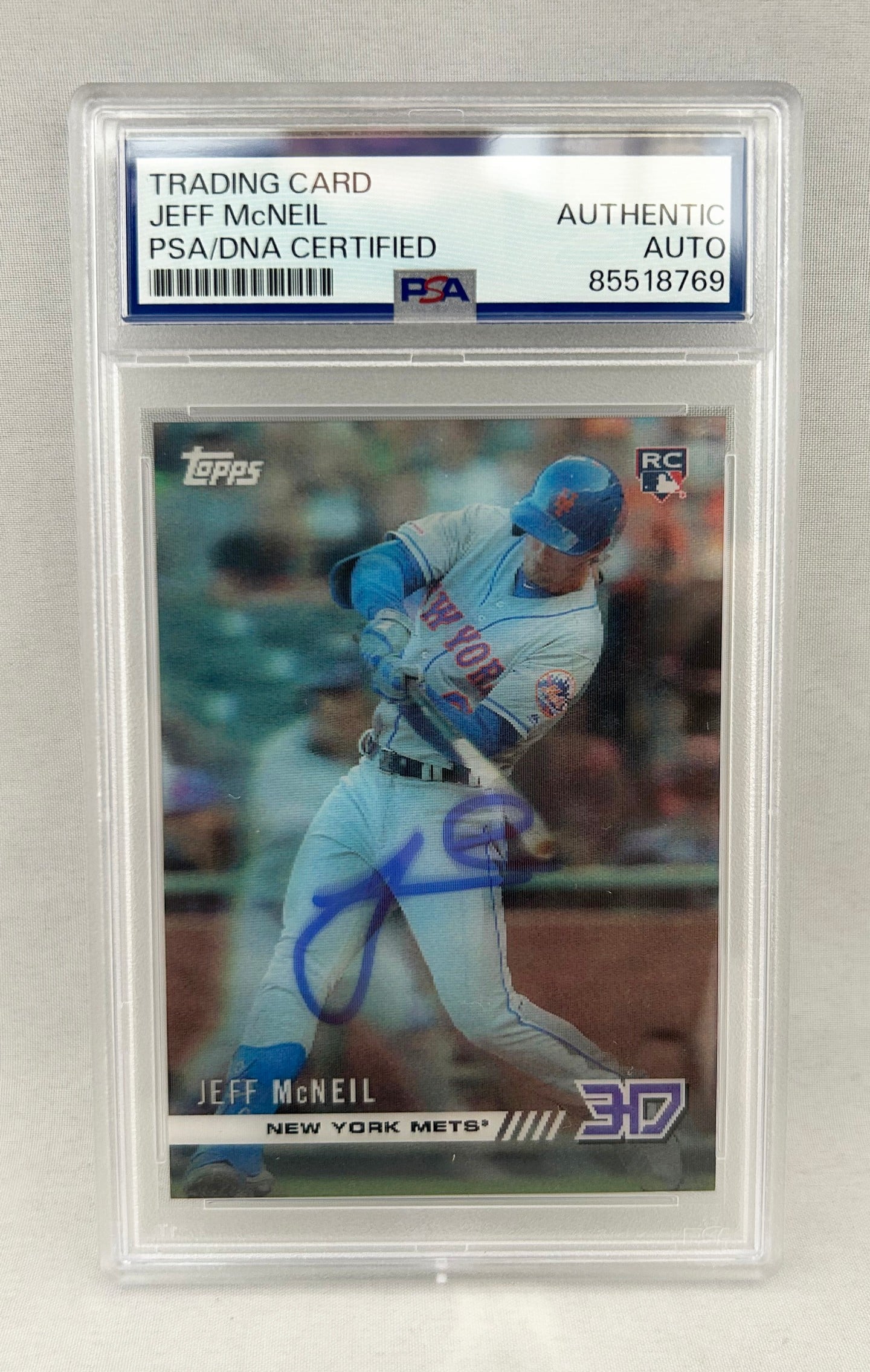 Jeff McNeil Signed Rookie Card 2019 Topps 3D #M-5 PSA/DNA