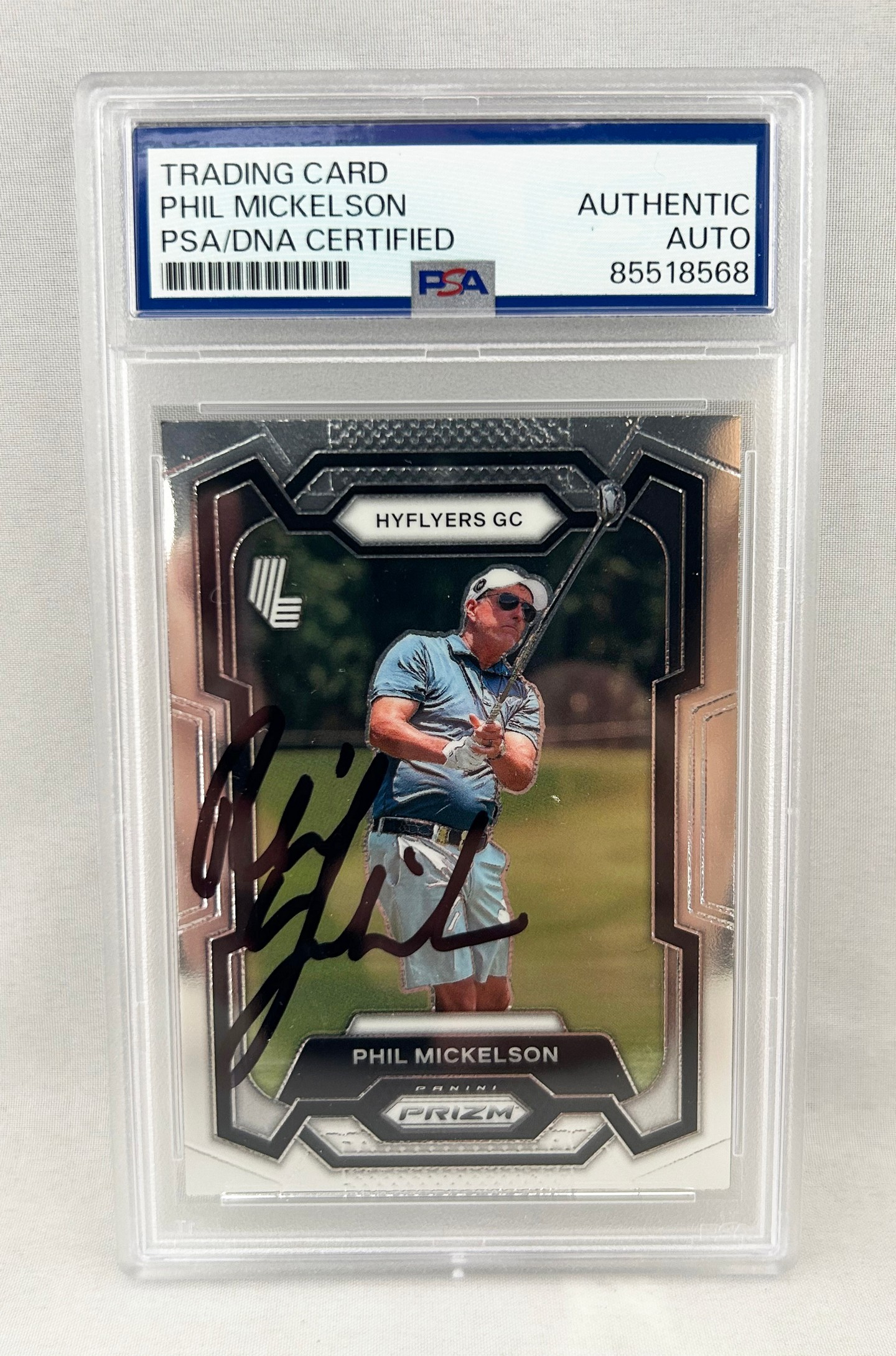 Phil Mickelson Signed Card 2024 Panini Prizm #4 PSA/DNA
