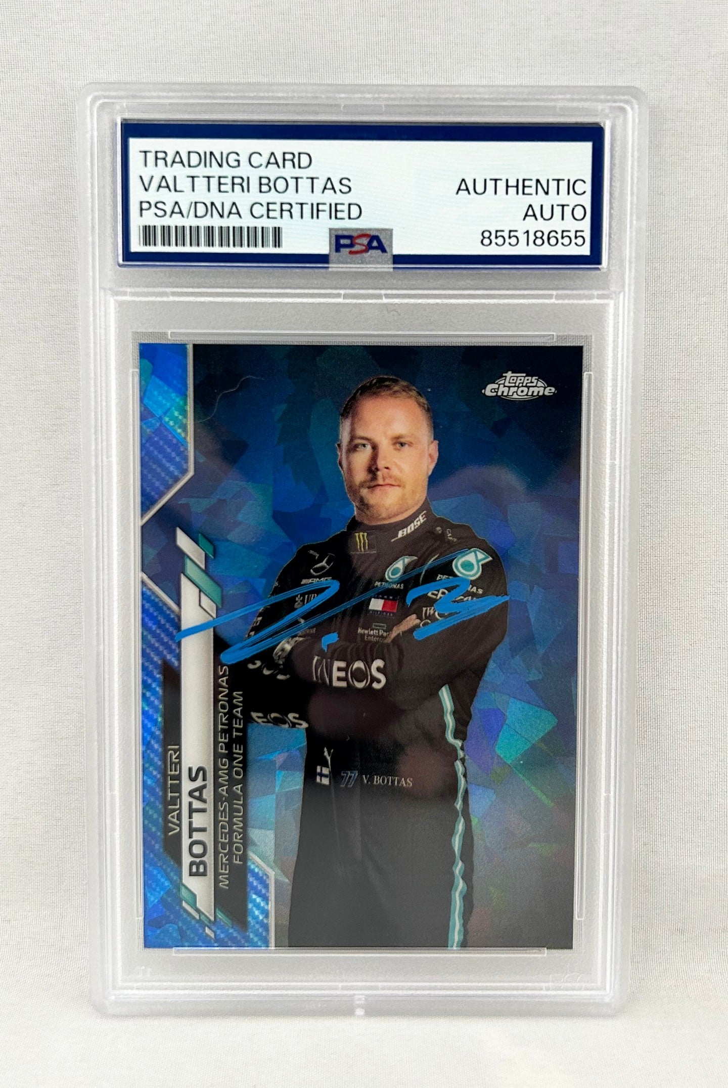 Valtteri Bottas Signed Rookie Card 2020 Topps Chrome Saphire #2 PSA/DNA F1 Formula 1