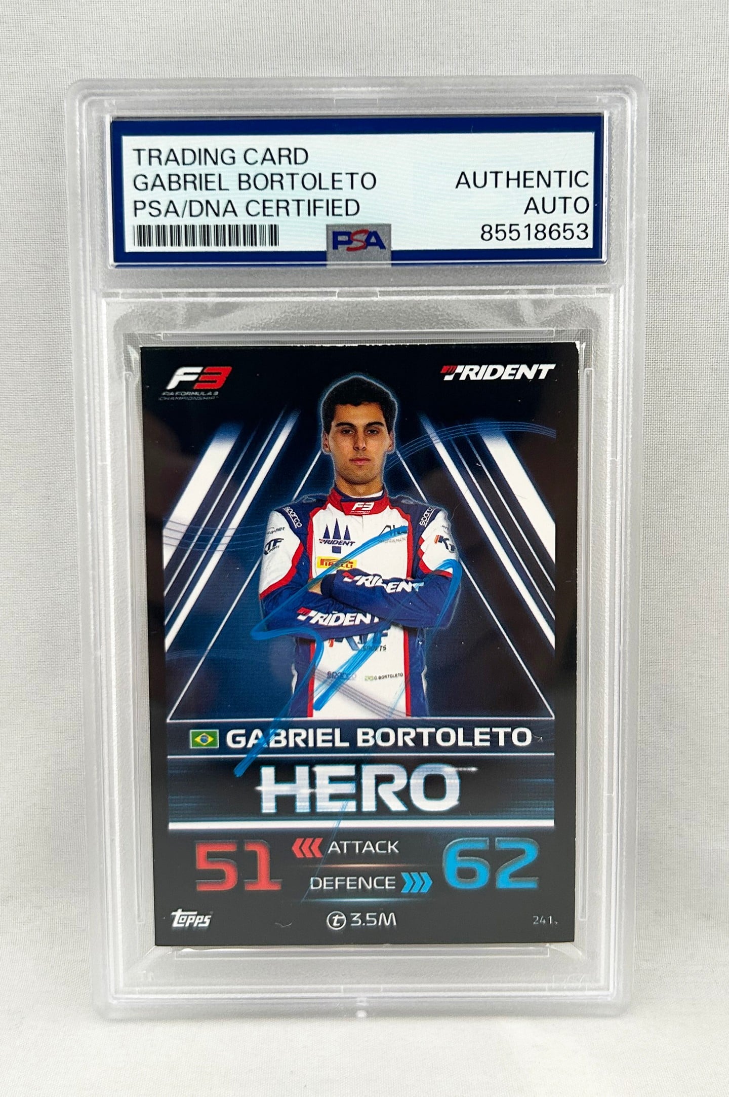 Gabriel Bortoleto Signed Card 2023 Topps Turbo Attax PSA/DNA F1 Formula 1