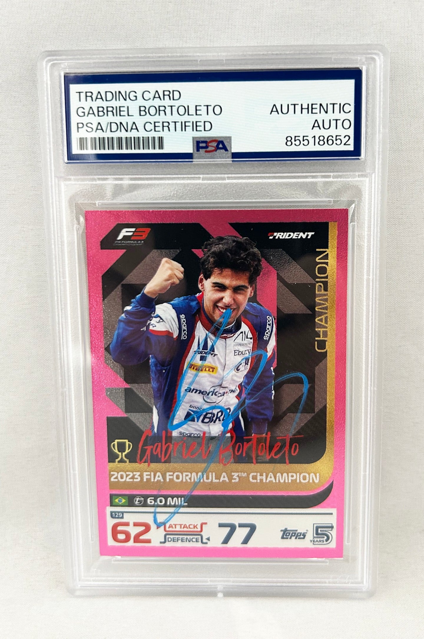 Gabriel Bortoleto Signed Card 2024 Topps Turbo Attax F1 Formula 1 PSA/DNA