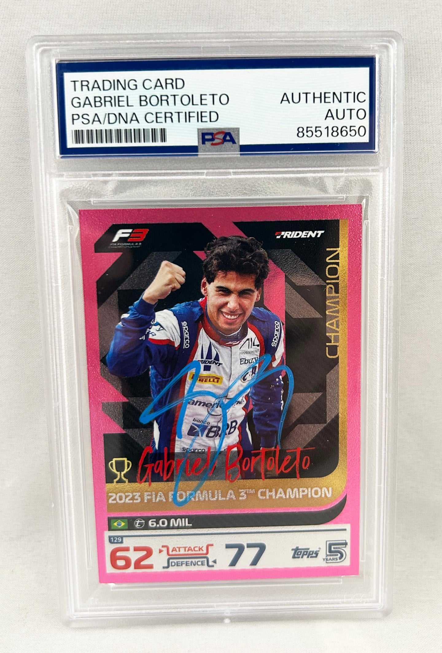Gabriel Bortoleto Signed Card 2024 Topps Turbo Attax PSA/DNA F1 Formula 1 B