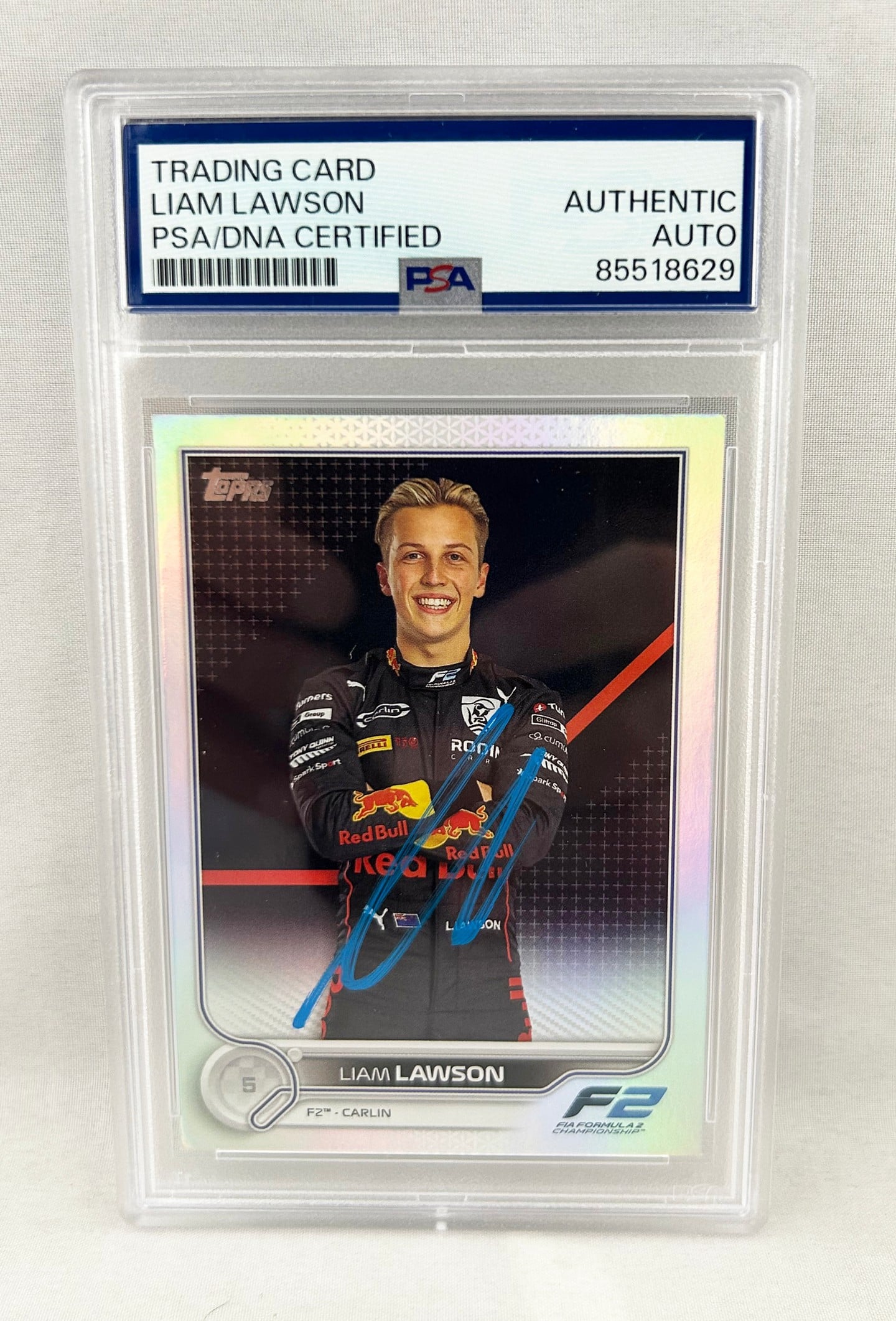 Liam Lawson Signed Card 2022 Topps #81 Silver Portrait PSA/DNA F1 Formula 1